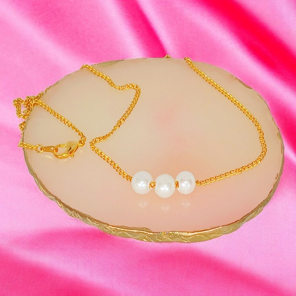 Vintage Gold Necklace Baroque Pearls Modern Retro Glam Beachy Boho MCM Mod 60s